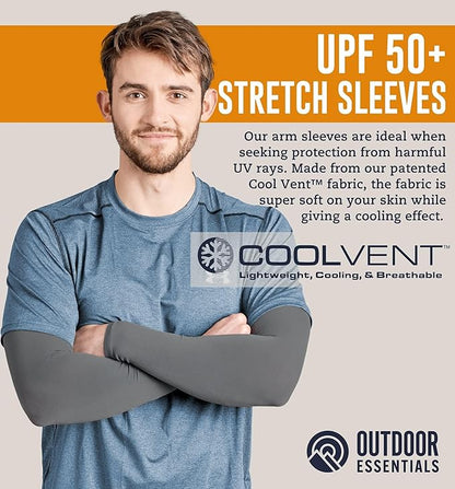 OutdoorEssentials UV Sun Protection Arm Sleeves - Compression Arm Sleeve, UV Arm Sleeves Men, Women - Golf Cooling Sleeves