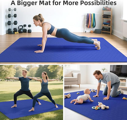 Extra Large Yoga Mat – 72"x48" or 78"x57", 1/4"–1/2" Thick Mat for Women & Men, TPE Non-Slip Pilates Mat for Home Gym, Yoga, Stretching, Meditation