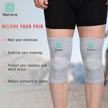 Bamboo Knee Compression Sleeve for Men and Women Bamboo Knee Brace for Men and Women Knee Pain, Gym, Running, Basketball, Meniscus Tear, Sports, Joint Pain Relief, Injury Recovery (45-51cm Thigh) (Large)