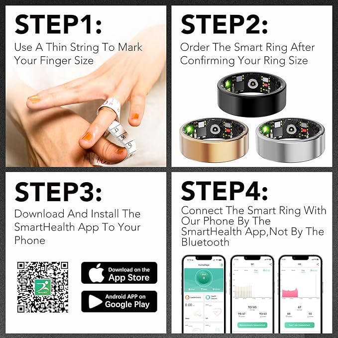 Smart Health Ring for Women Men Fitness Tracker with Heart Rate, Blood Oxygen, Blood Pressure, Sleep Monitoring, Step Counting, IP68 Waterproof for iOS and Android, No APP Fee, Rose Gold 11