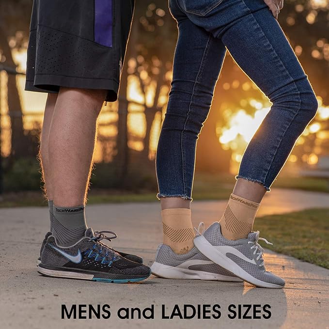 TechWare Pro Plantar Fasciitis Socks - Ankle Compression Socks for Women & Men. Achilles Tendonitis Brace & Foot Arch Support