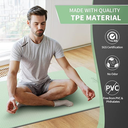 CAMBIVO Extra Wide Yoga Mat for Women and Men (72"/84"x 32"x 1/4") TPE Workout Mat, Non-slip Large Exercise Fitness Mat for Yoga, Pilates, Workout