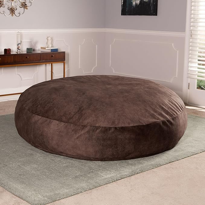 Jaxx 6 Foot Cocoon - 2-in-1 Convertible Bean Bag Bed & Large Bean Bag Chair for Adults - Padded Microvelvet, Chestnut