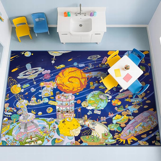 Hazo Haus Galaxy 8x10 Educational Kids Rug