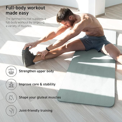 MSPORTS Yoga Mat Premium Non Slip Thick – Extra Comfortable Exercise Mat for Home Workouts, Pilates, Stretching & Gym – Cushioned NBR Foam, Gym Mat with Strap, for Women & Men