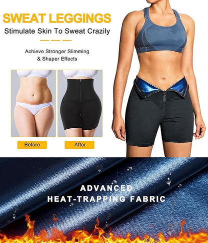 TrainingGirl Compression Sweat Shorts for Women Workout Sauna Suit Gym Sets High Waist Trainer Thigh Fat Slimmer Yoga Pants