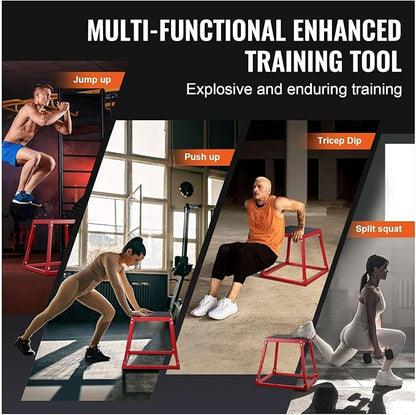 18 Inch Plyo Box - Steel Jump Box for Fitness, Agility Training - Heavy Duty Platform for Home Gym - Step Up Box - Conditioning Strength Workout - Red
