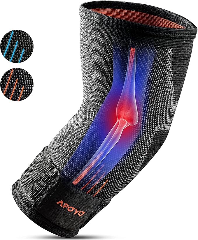 APOYO Elbow Brace for Tendonitis and Tennis Elbow, Compression Sleeve for Arthritis, Workouts, Reduce Joint Pain During Fitness Activity (Small)