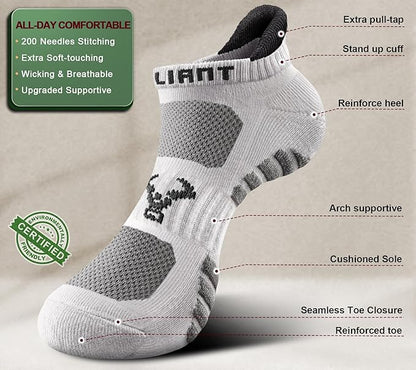 BULLIANT Men Running Socks,Active Ankle Socks No Show For Men With Cushioned Footbed Arch Support Breathable Wicking