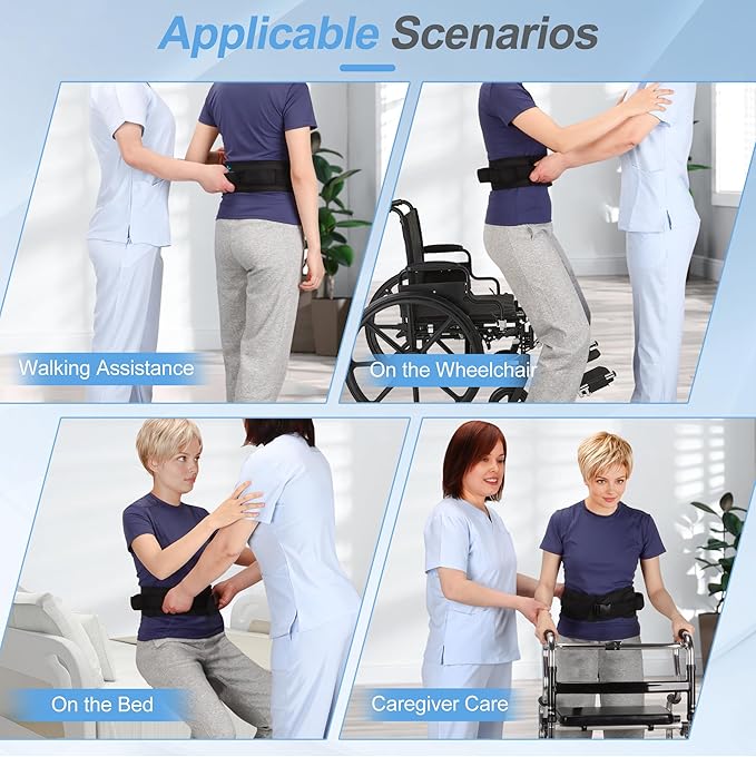 Gait Belt Transfer Belts with Handles for Lifting Seniors, Safety Gate Belt with Quick Release Buckle Nursing Safety Patient Assist for Elderly, Disabled, Physical Therapy, Caregivers(Black)