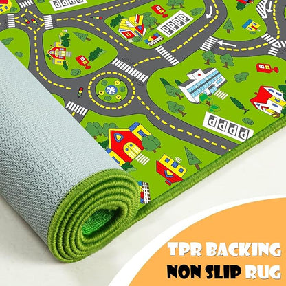 Non-Slip Town City Road Map Playmat