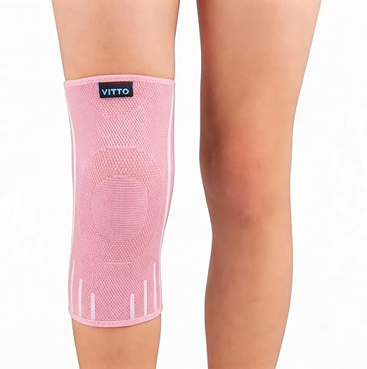 VITTO Kids Knee Brace - Osgood Schlatter Knee Brace Youth, Compression Sleeve for Boys and Girls from 4-14 years old (Pink, S)