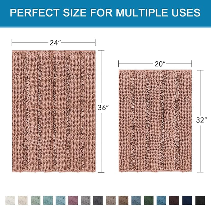 H.VERSAILTEX 2 Piece Set Bathroom Rugs Bath Mats Sets Super Absorbent Chenille