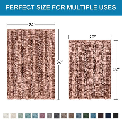 H.VERSAILTEX 2 Piece Set Bathroom Rugs Bath Mats Sets Super Absorbent Chenille