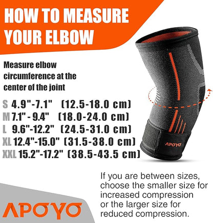 APOYO Elbow Brace for Tendonitis and Tennis Elbow, (Pair) Compression Sleeve for Arthritis, Workouts, Reduce Joint Pain During Fitness Activity (Medium)