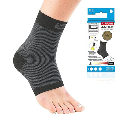 Neo-G Airflow Ankle Compression Sleeve - Sports, Daily Wear - Compression Ankle Brace, Tendonitis Support, Compression Ankle Support for Weak Ankles and Joint Pain - Airflow - S - Black