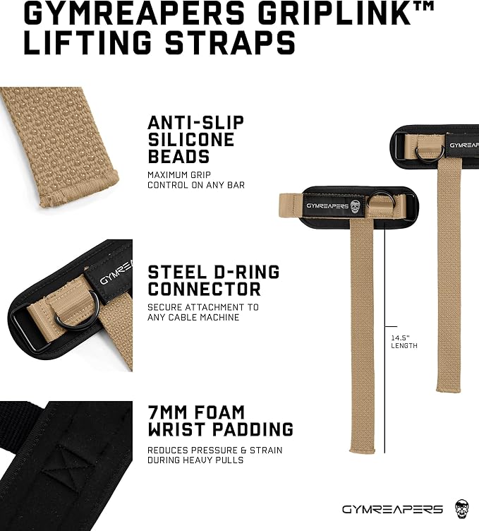 Gymreapers GripLink D-Ring Lifting Wrist Straps