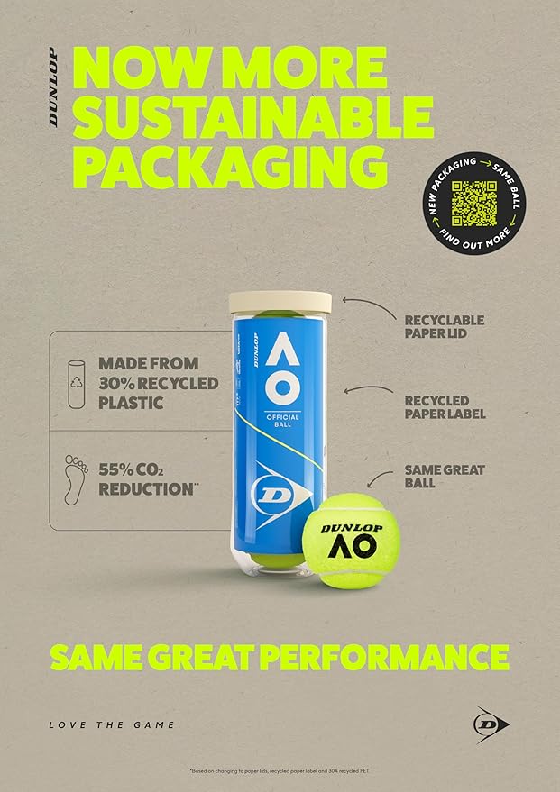 Dunlop Tennis Ball Australian Open Tennis Ball - for Sand, Hard Court and Turf