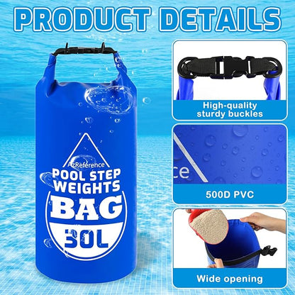 2 Pack Heavy Duty 30L/65LB Pool Ladder Weights, 500D PVC Waterproof Pool Step Sand Bags for Above Ground Swimming Pools Stair, Universal Foldable Pool Stair Weight with Handles