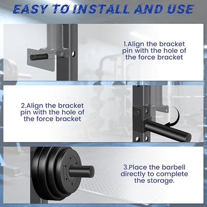 EVERYMATE Power Rack & Squat Rack Attachments Olympic Weight Plate Holder – Fits 2x2,2.3x2.3,3x3 Inch Tubes, 1" or 5/8" Hole – Bumper Plate Storage