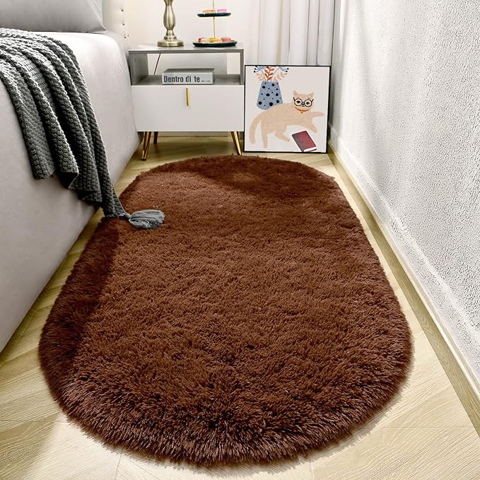 LOCHAS Bedroom Rug 2.6' x 5.3', Soft Oval Throw Rugs Carpet