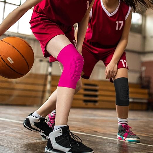 Wrestling Knee Pads for Kids Youth Adult, Knee Compression Sleeve for Basketball Volleyball Football, 1 Pair Short Knee Pads Sleeves ((#2) Pink-2pcs,XLarge)