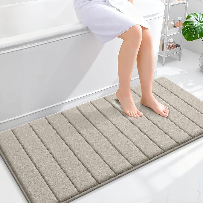 OLANLY Memory Foam Long Bathroom Rugs Runner 47x24, Super Soft Absorbent Bath