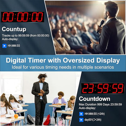 CHKOSDA Large Digital Wall Clock 28" with GPS Auto-Sync, Remote Control & Timer, Wall-Mounted for Classroom, Office, Gym, Conference Room