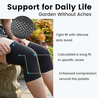 Knee Compression Sleeves, 1 Pair, Can Be Worn Under Pants, 20-30mmHg Strong Support Knee Brace for Unisex, Knee Support for Meniscus Tear, Arthritis, Pain Relief, Injury Recovery, Daily Wear, Black M