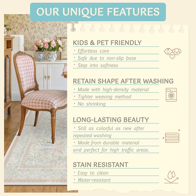Soft Washable Runner Rug 2x6 Non Slip