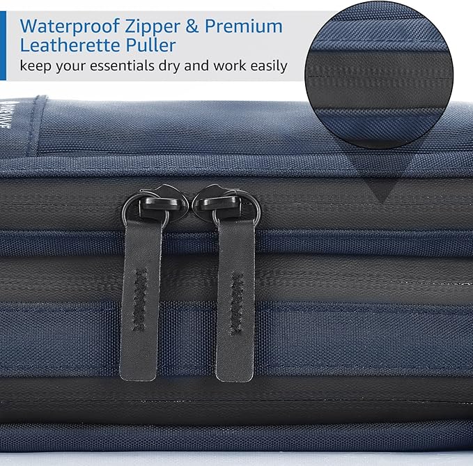 Purevave Compact Mens Toiletry Travel Bag Hanging, Mens Dopp Kit for Travel Waterproof, Wash Pouch Blue