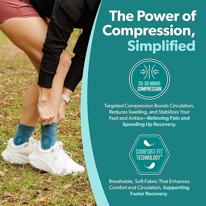 BraceAbility Neuropathy Socks (Pair) - Peripheral Neuritis Compression Diabetic Toeless Foot Sleeves for Nerve Damage Pain in Feet, Ankle Gout, Plantar Fasciitis Relief Brace for Men and Women (M - Light Blue)