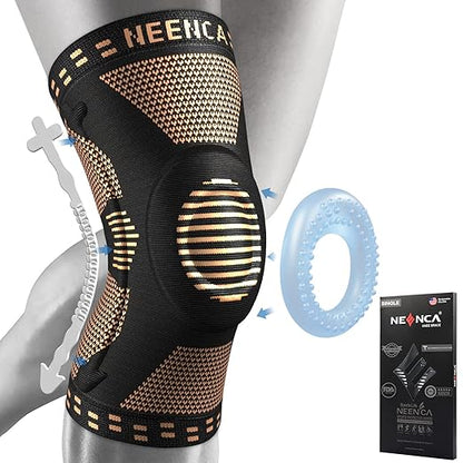 NEENCA Copper Knee Brace for Knee Pain, Knee Support with Patella Pad & Side Stabilizers, Compression Knee Sleeve for Sport, Workout, Arthritis, ACL, Joint Pain Relief, Meniscus Tear
