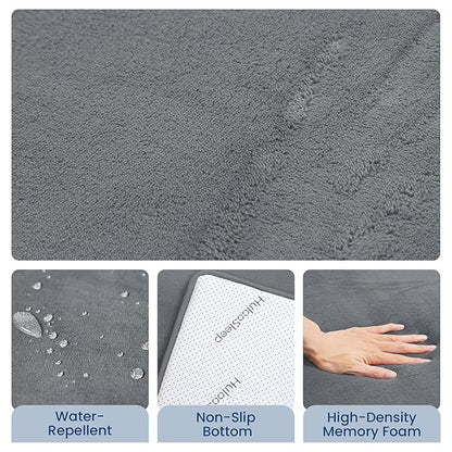 Huloo Sleep Baby Play Mat for Floor,1.3" Thick Elasti-Foam Large 59"×71" Playpen Mat,Non-Toxic Certified Water-Repellent Coral Velvet, Non-Slip Safe Crawling Mat for Tummy Time, Toddler & Infant (Dark Grey)