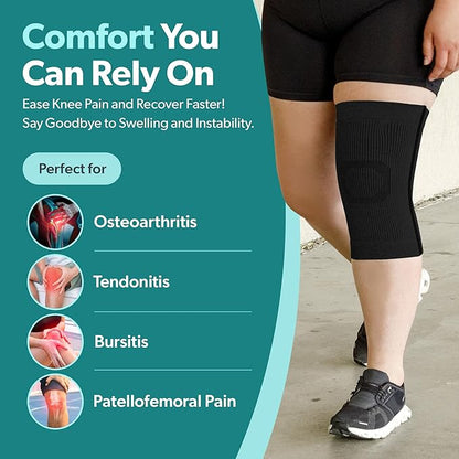 BraceAbility Plus Size Knee Brace for Women and Men – Compression Sleeve for Knee Pain Relief, Arthritis, Swelling, Osteoarthritis, Meniscus Tear, Joint Support Knee Stabilizer (3XL/4XL Wide Gray)