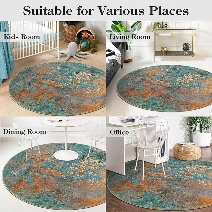 Lahome Modern Abstract Round Rug 5Ft
