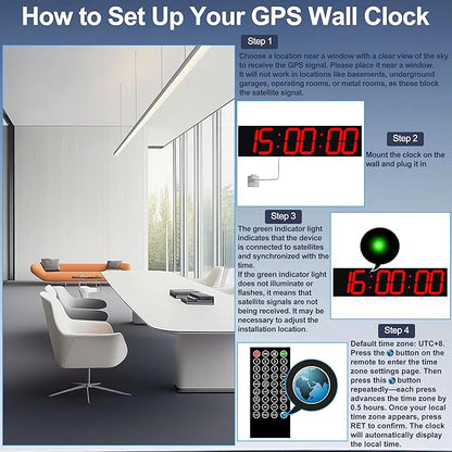 CHKOSDA Large Digital Wall Clock 28" with GPS Auto-Sync, Remote Control & Timer, Wall-Mounted for Classroom, Office, Gym, Conference Room