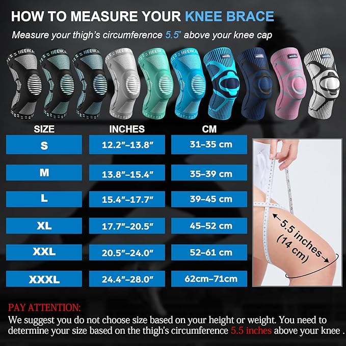 NEENCA 2 Pack Knee Braces for Knee Pain, Compression Knee Sleeves with Patella Gel Pad & Side Stabilizers, Knee Support for Meniscus Tear, Arthritis, Joint Pain, ACL, Runner, Workout- FSA/HSA APPROVED