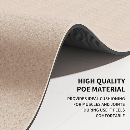 Large Yoga Mat (6'x 4') - Extra Long and Wide Workout Mat for Men and Women, Non-Slip POE 0.32''/0.4'' Thick Fitness Mat, Eco-Friendly Exercise Mat for Home Workouts, Ideal for Yoga and Pilates