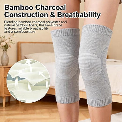Premium Bamboo Knee Compression Sleeve, 1 Pair Slip-One Knee Support, Elastic Warm Knee Brace for Knee Pain, Joint Recovery, Sports, Daily Wear for Adults (Black, Medium)