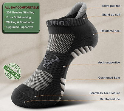 BULLIANT Men Running Socks,Active Ankle Socks No Show For Men With Cushioned Footbed Arch Support Breathable Wicking