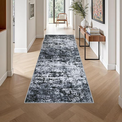 Washable Area Rug 3x8 Entryway Rug: Washable Modern Abstract Soft Thin Rug