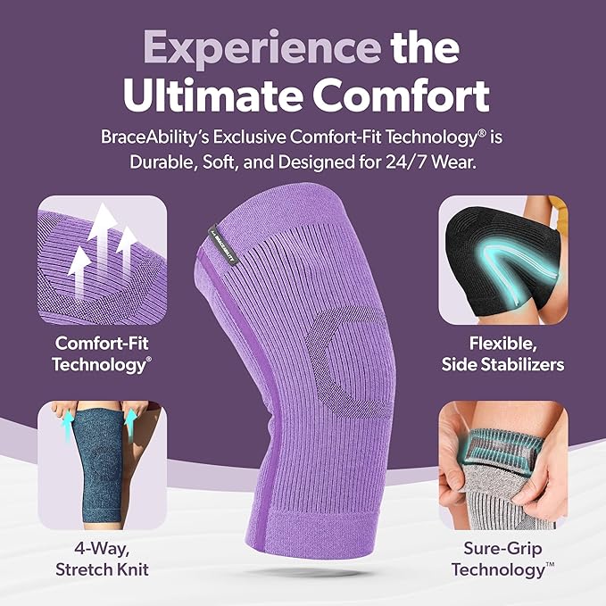 BraceAbility Knee Compression Sleeve - Knit Knee Pain Brace for Men or Women, Arthritis Relief, Meniscus Tear, Running, Workout, Sports, Swelling, Athletic Support for Joint Stability (Teal, XS/S)