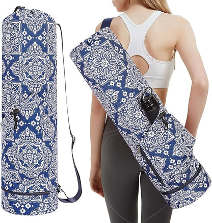 sportsnew Yoga Mat Bag with Water Bottle Pocket and Bottom Wet Pocket, Exercise Yoga Mat Carrier Multi-Functional Storage Bag, Patent pending