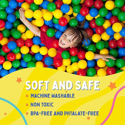 Playz Soft Plastic Mini Ball Pit Balls 200 Count - w/ 8 Vibrant Colors - Crush Proof, No Sharp Edges, Non Toxic, Phthalate & BPA Free for Baby Toddler Ball Pit, Play Tents & Tunnels Indoor & Outdoor