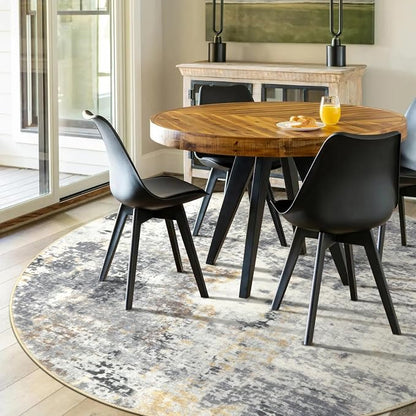Lahome Modern Abstract Round Rug - 6Ft Gray Circle Rugs