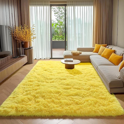 ONASAR Yellow Rugs for Living Room Bedroom, 5x8 Fluffy Bedside Area Rug