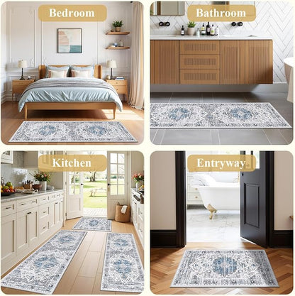 Ileading Boho Kitchen Rugs Set of 3 Washable Kitchen Mats