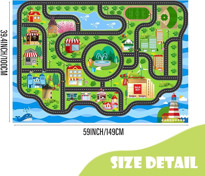 Kids Car Rug, soft low-pile surface, non-slip backing, compact size