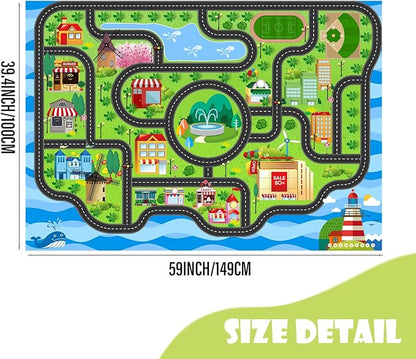 Kids Car Rug, soft low-pile surface, non-slip backing, compact size